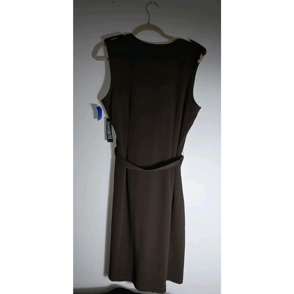 New York and company Dark Brown Shirt Dress Gold Buttons Zipped Breast Pockets - Picture 2 of 9